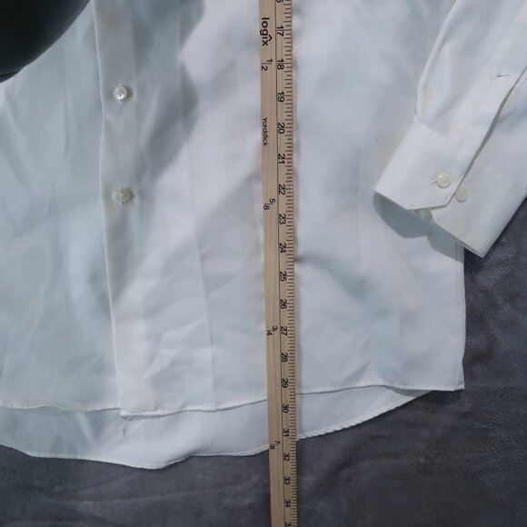 Geoffrey Beene Button Down Mens White Regular Fit Shirt Cotton Blend Neck 16 - Picture 9 of 11